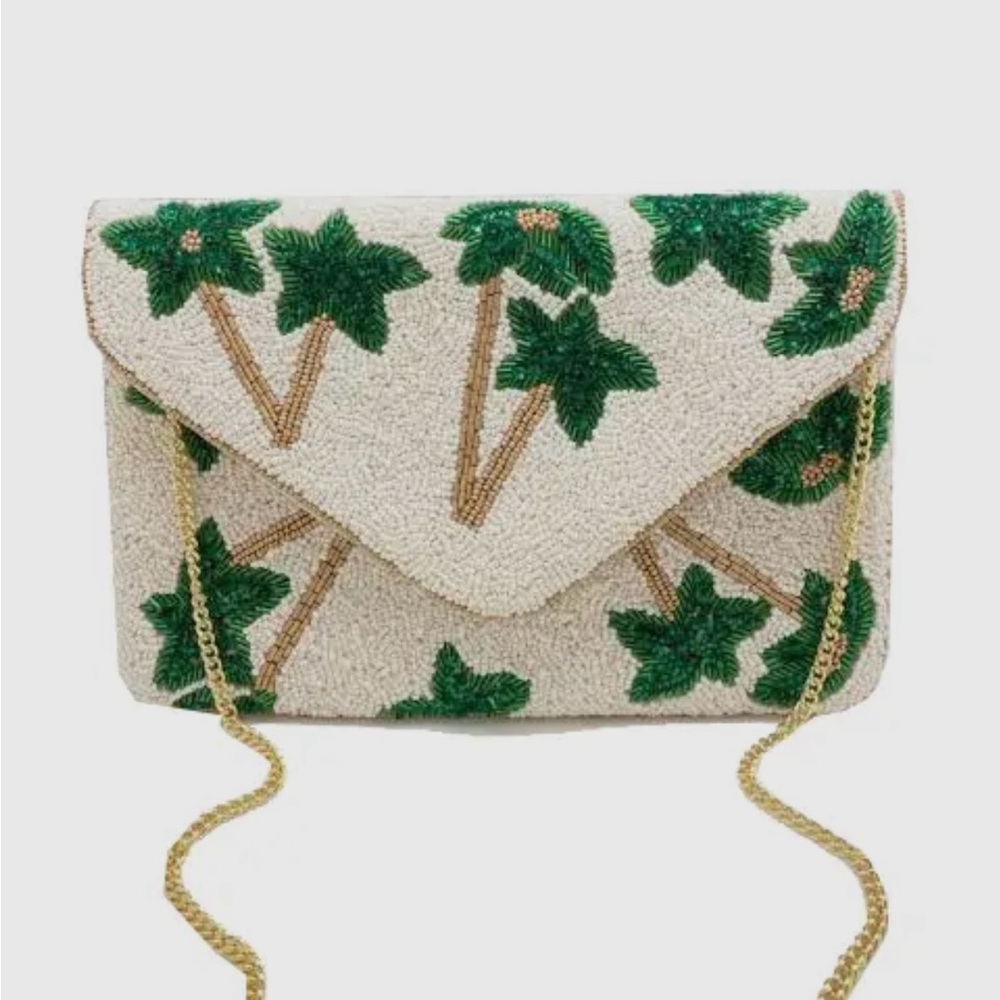 Palm Tree Beaded Clutch